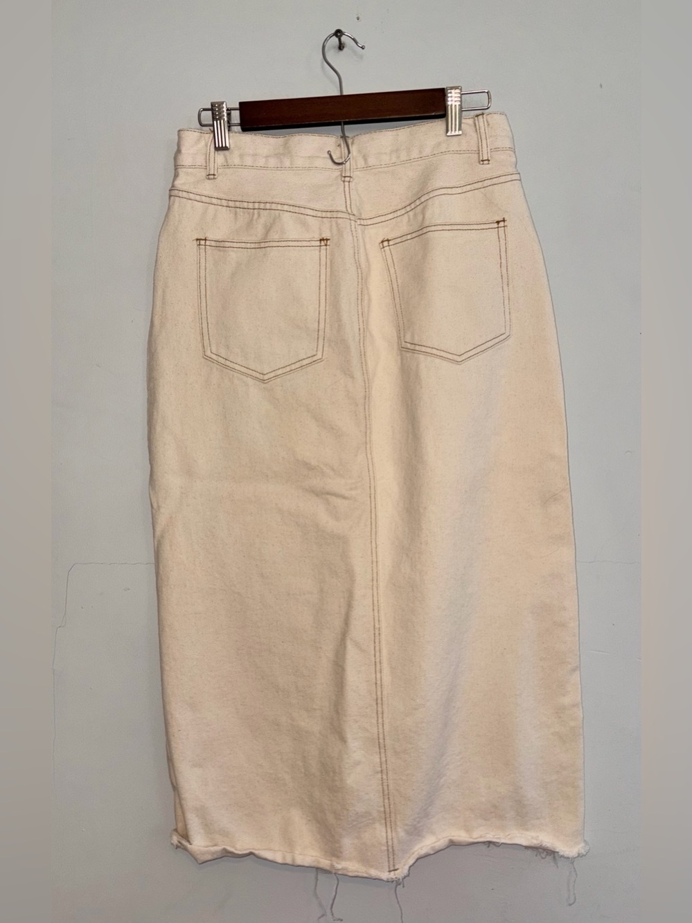 Steve Madden Avani Denim Ivory Midi Skirt sz 10 - Picture 4 of 9